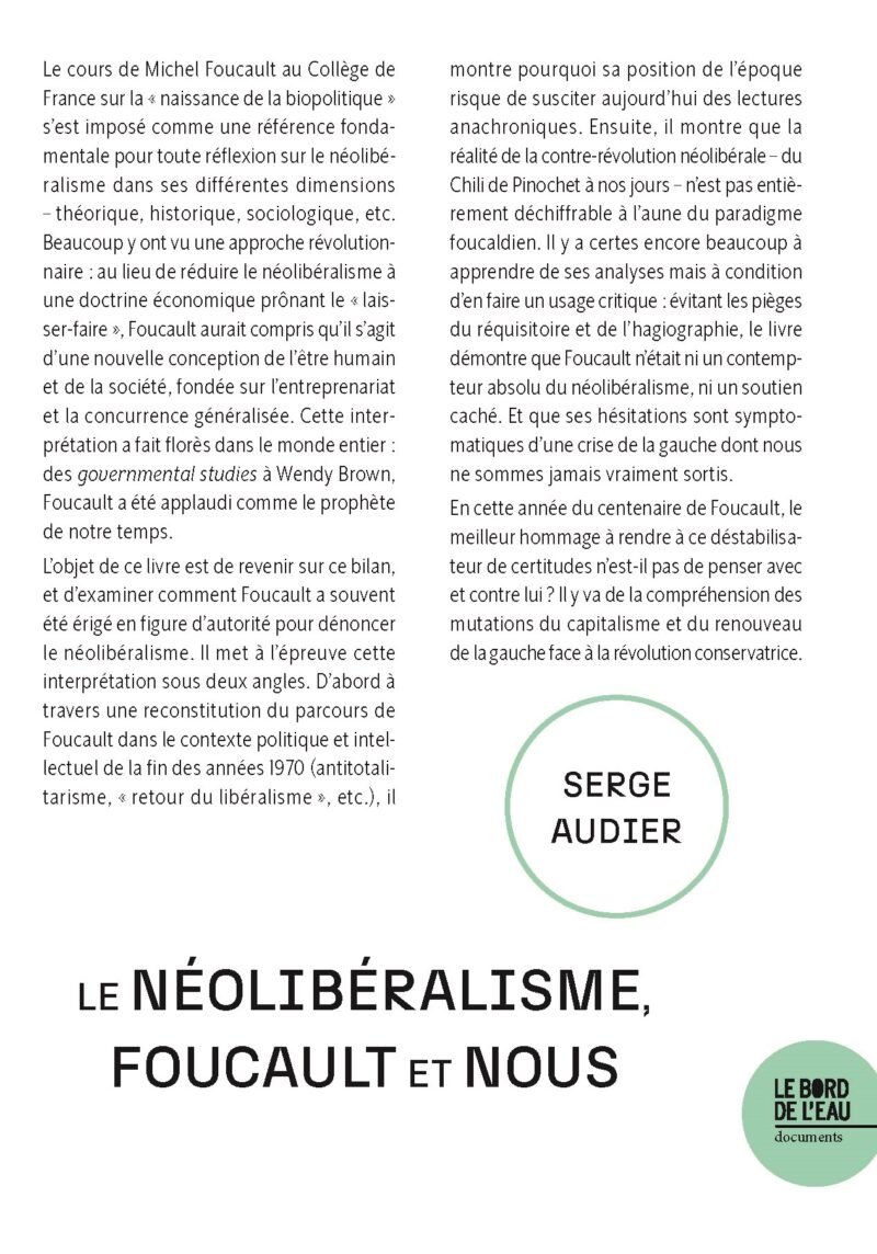 Le néolibéralisme, Foucault et nous