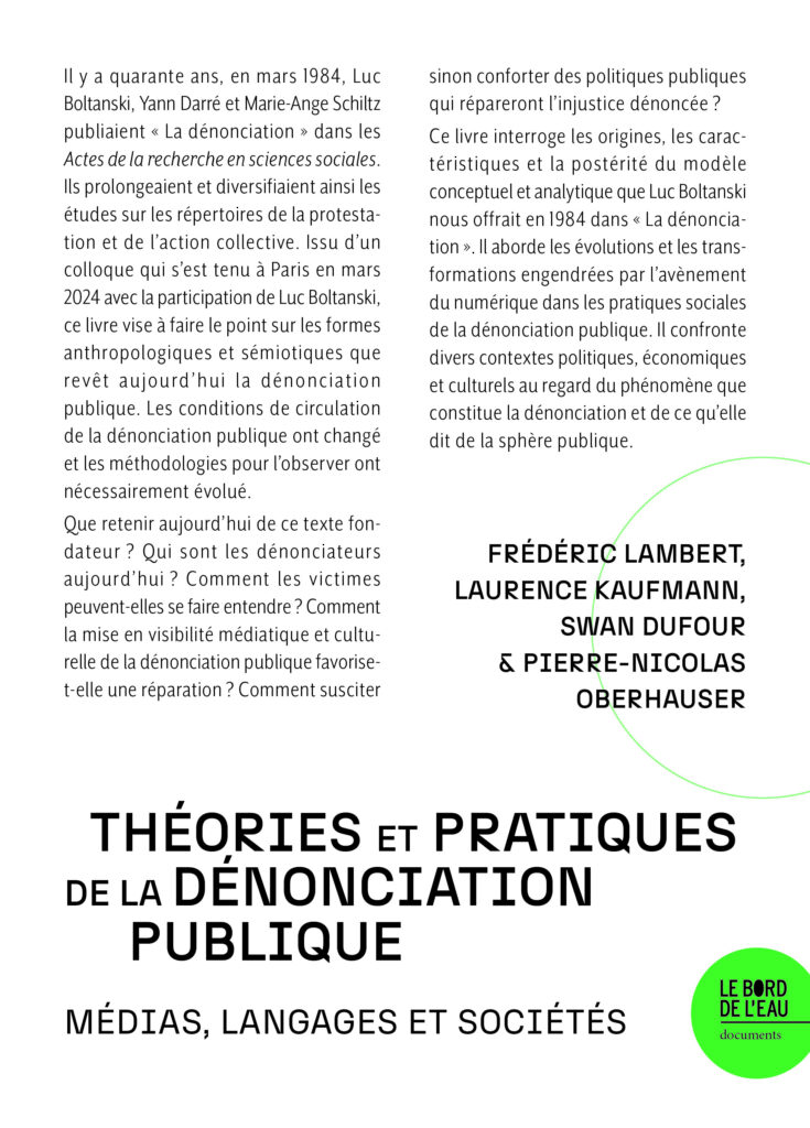 Théories et pratiques de la dénonciation publique