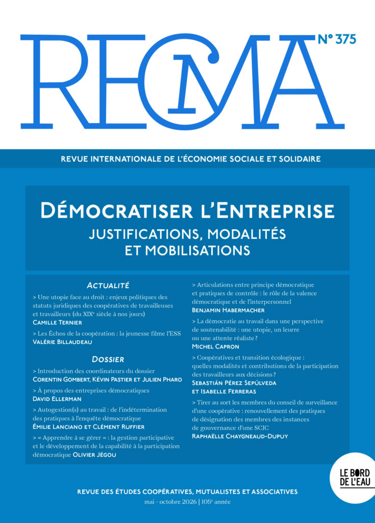 Recma n° 375 – Démocratiser l'entreprise : justifications, modalités et mobilisations